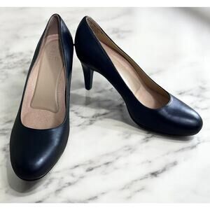 Naturalizer Michelle Almond Toe Black Pump Sz 10 W Leather Comfort Cushion New